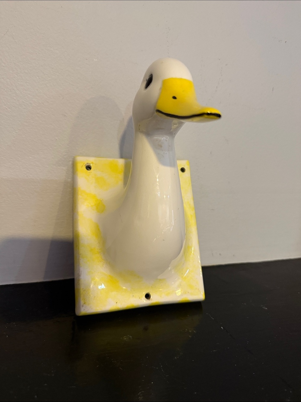 Ceramic Duck Wall Hook in White and Yellow - Home Accents